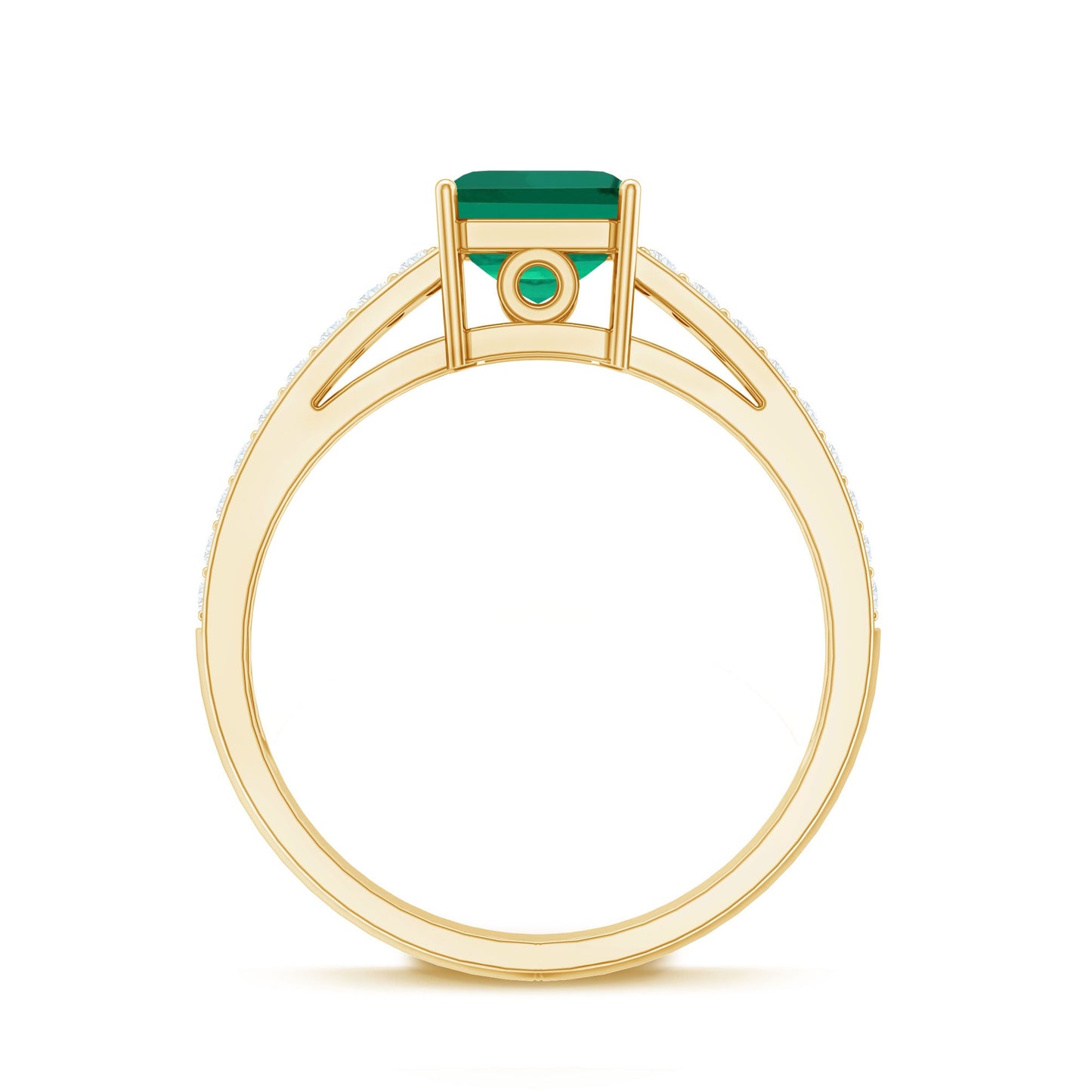 6 Carat Princess Cut Lab Created Emerald Engagement Ring with Diamond Side Stones