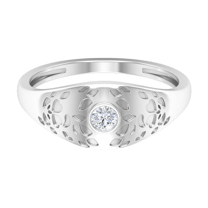 Diamond Textured Signet Ring for Men