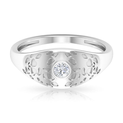 Diamond Textured Signet Ring for Men