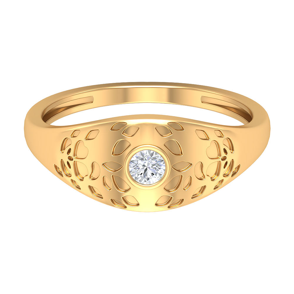 Diamond Textured Signet Ring for Men