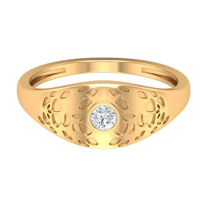 Diamond Textured Signet Ring for Men