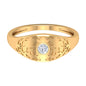 Diamond Textured Signet Ring for Men