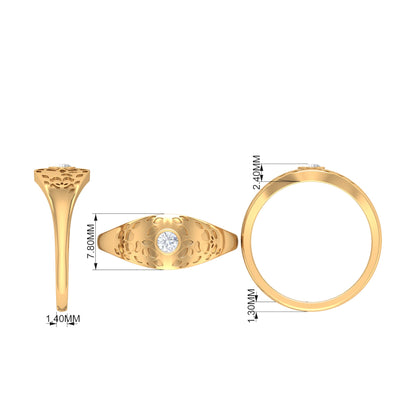 Diamond Textured Signet Ring for Men