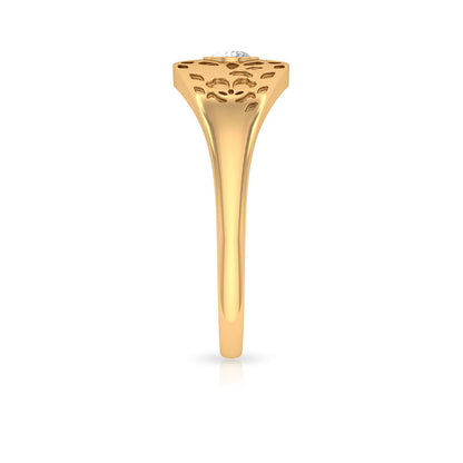 Diamond Textured Signet Ring for Men