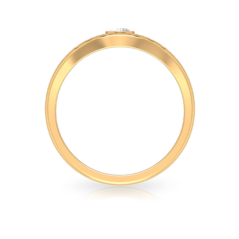 Diamond Textured Signet Ring for Men