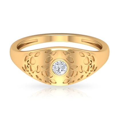 Diamond Textured Signet Ring for Men