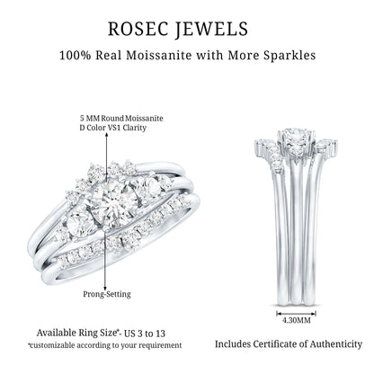 Certified Moissanite Trio Bridal Ring Set
