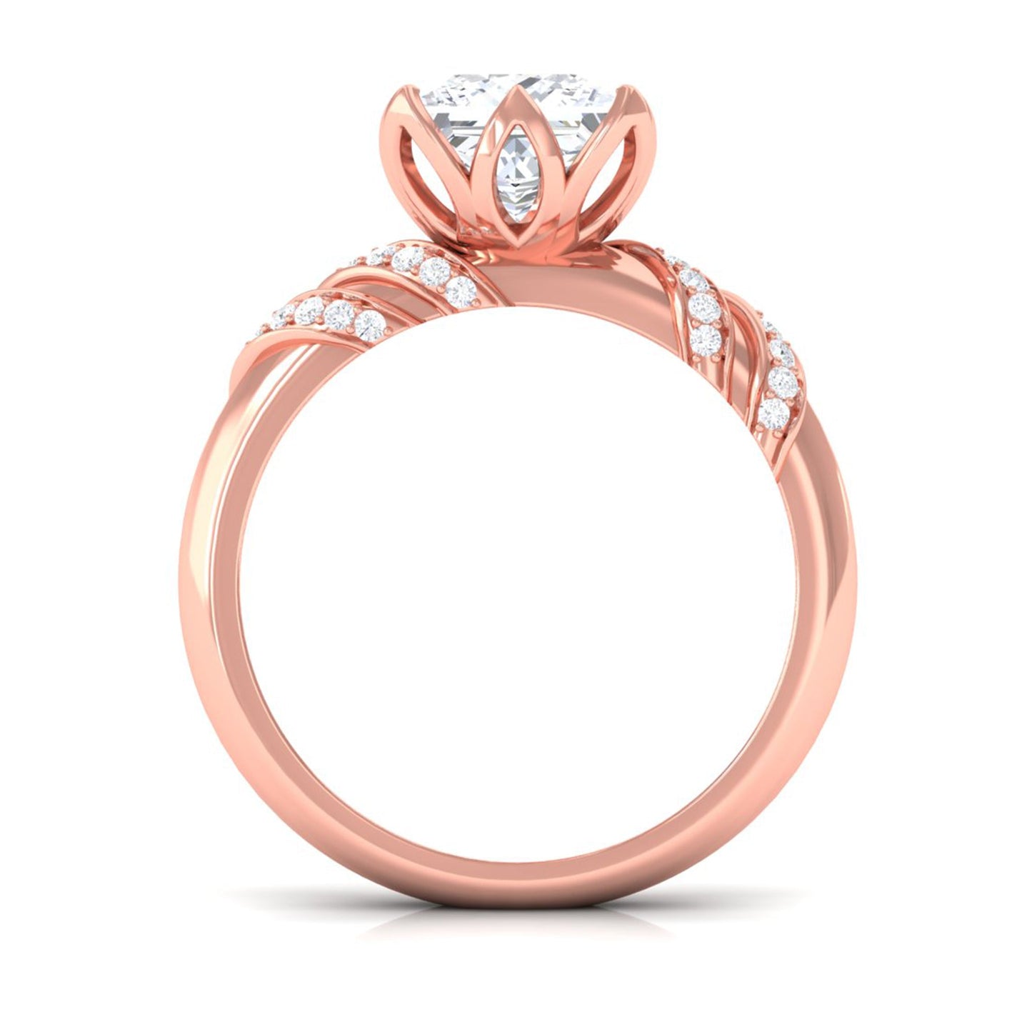 Certified Princess Cut Moissanite Designer Engagement Ring