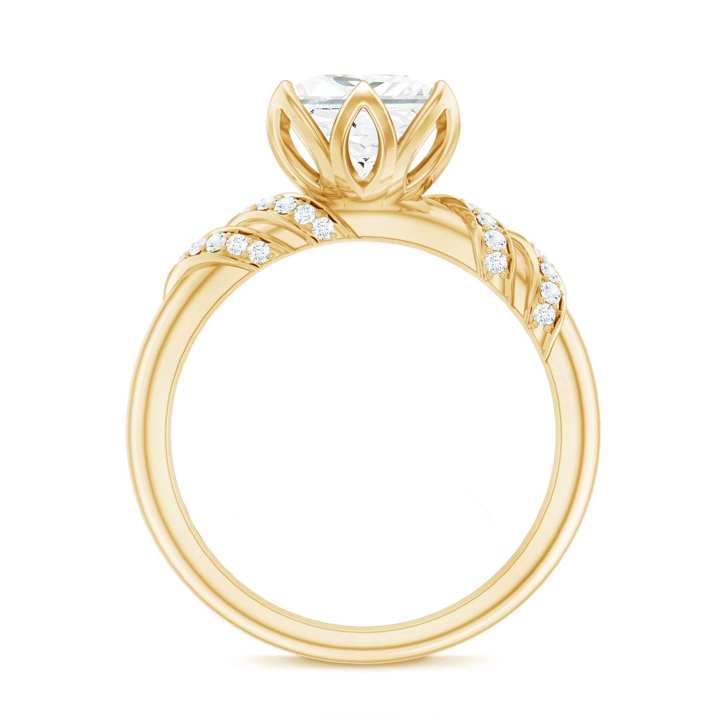 Certified Princess Cut Moissanite Designer Engagement Ring