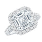 2.5 Carat Certified Asscher Cut Moissanite Halo Engagement Ring