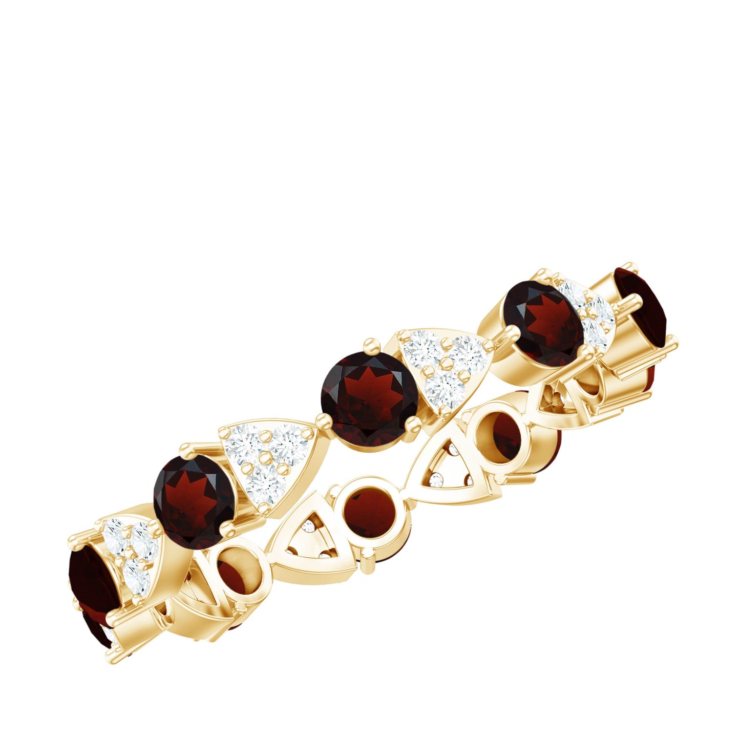 Natural Garnet Diamond Eternity Ring for Anniversary