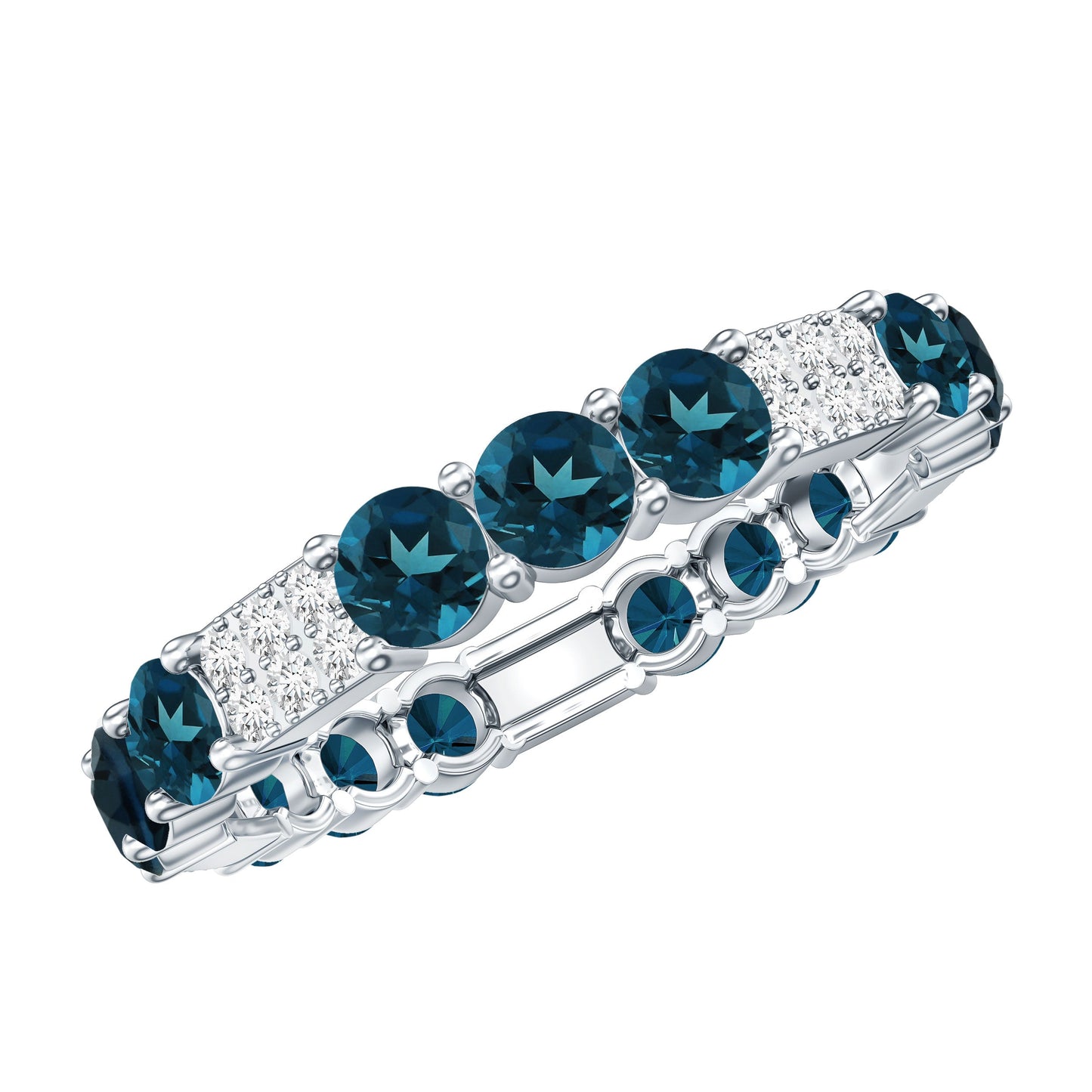 London Blue Topaz and Diamond Designer Full Eternity Band