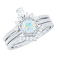 Vintage Inspired 0.5 Carat Opalescent Diamond Wedding Engagement Ring Set of 3