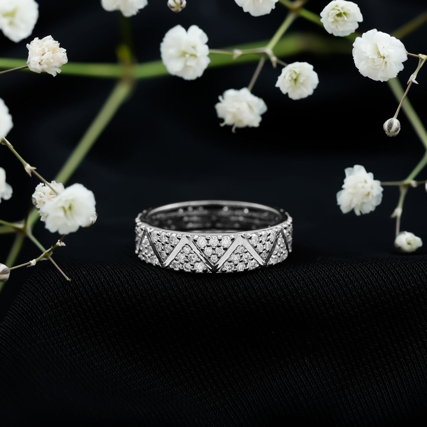 Certified Moissanite Wide Eternity Band Ring
