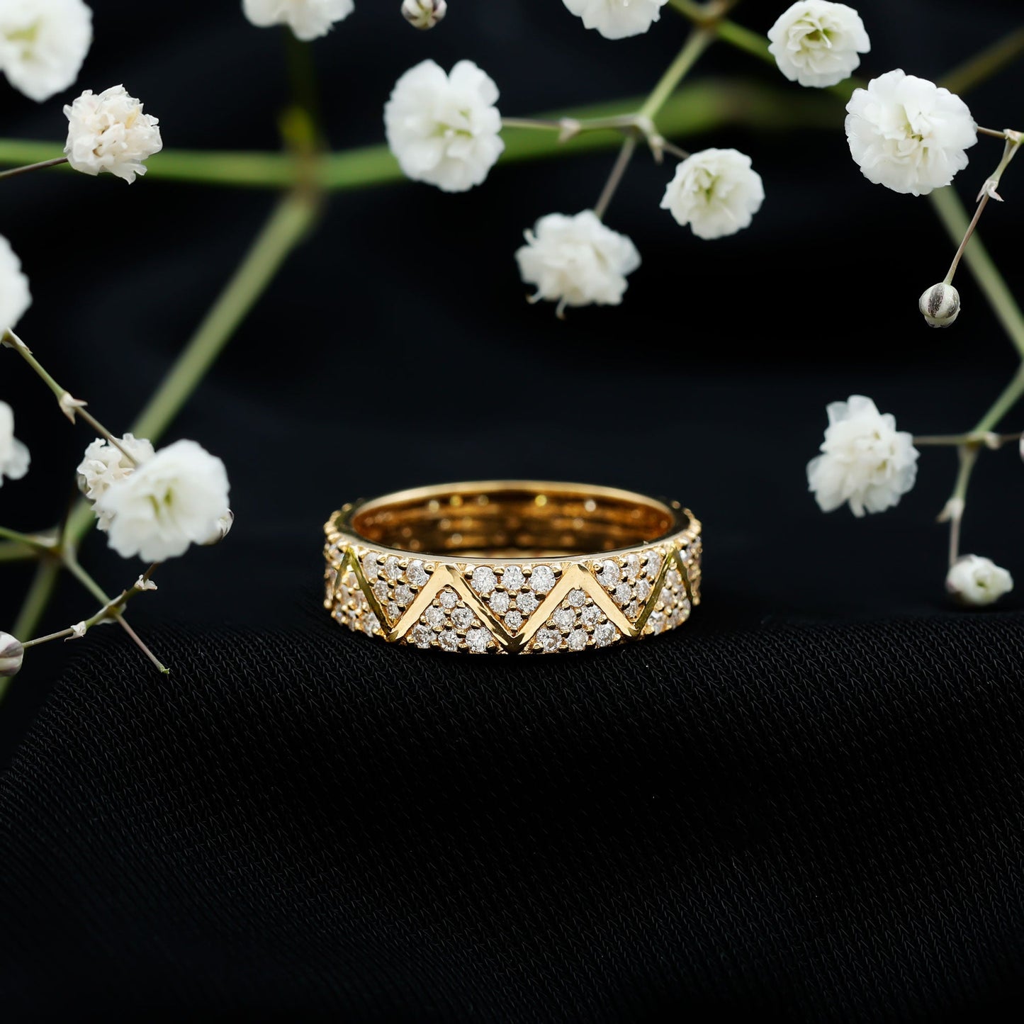 Certified Moissanite Wide Eternity Band Ring