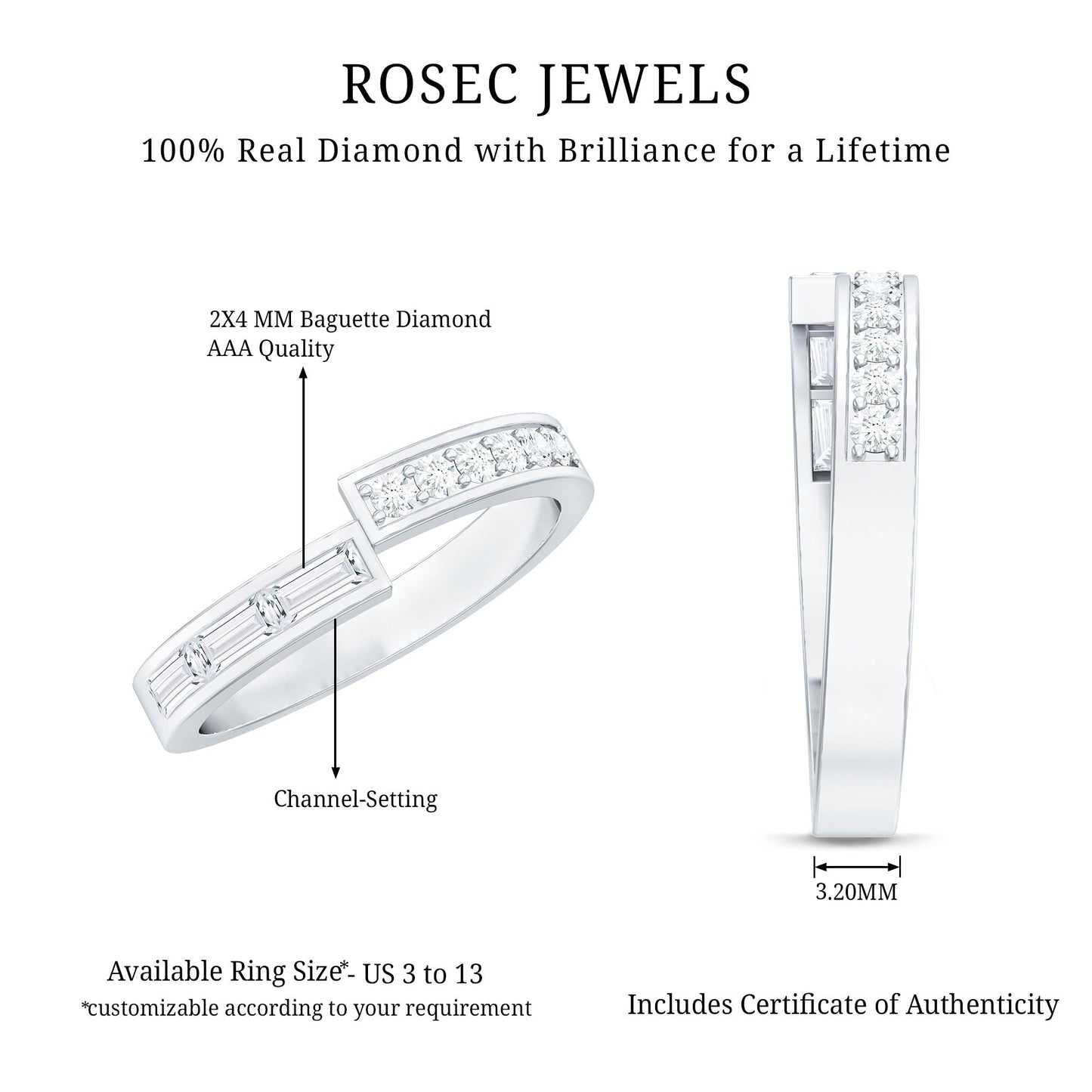 Natural Diamond Anniversary Band Ring with Certificate