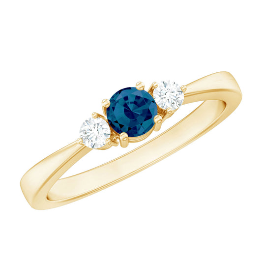0.6 Carat London Blue Topaz Proposal Ring with Diamond