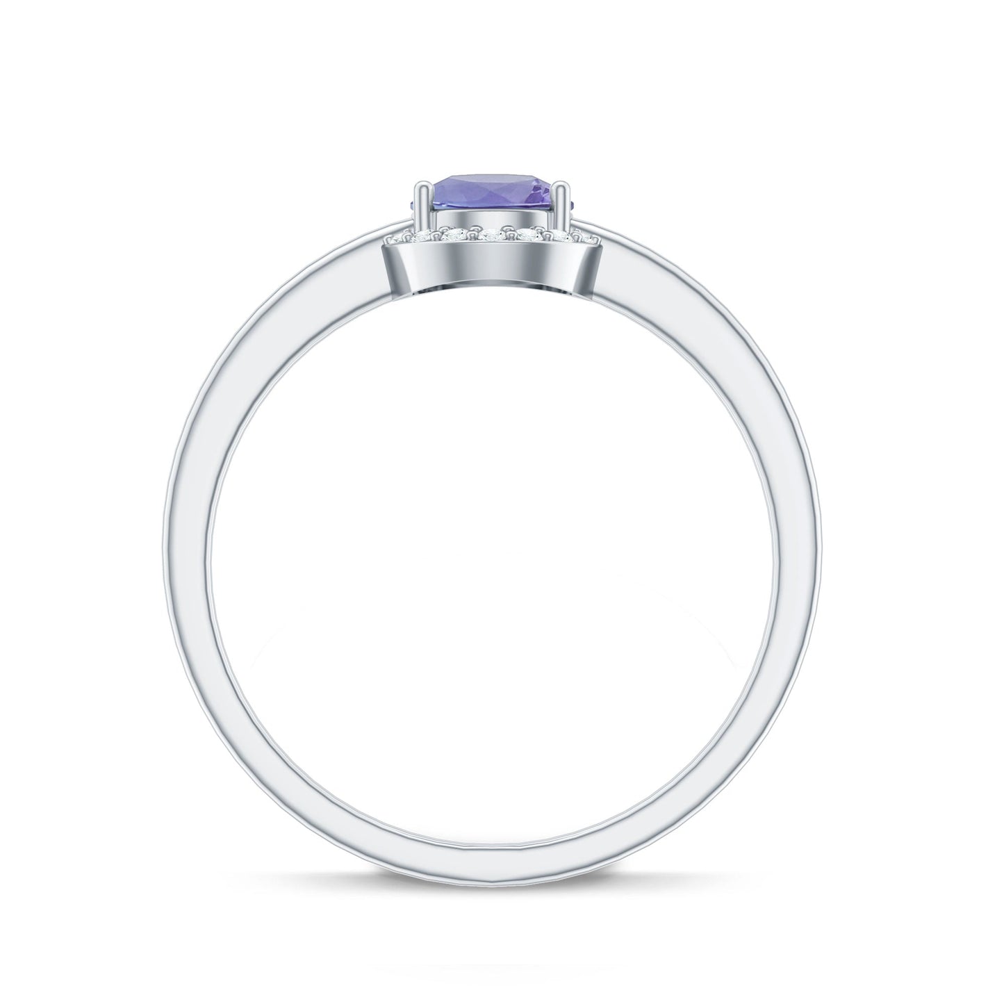 Natural Tanzanite Engagement Ring with Diamond Halo