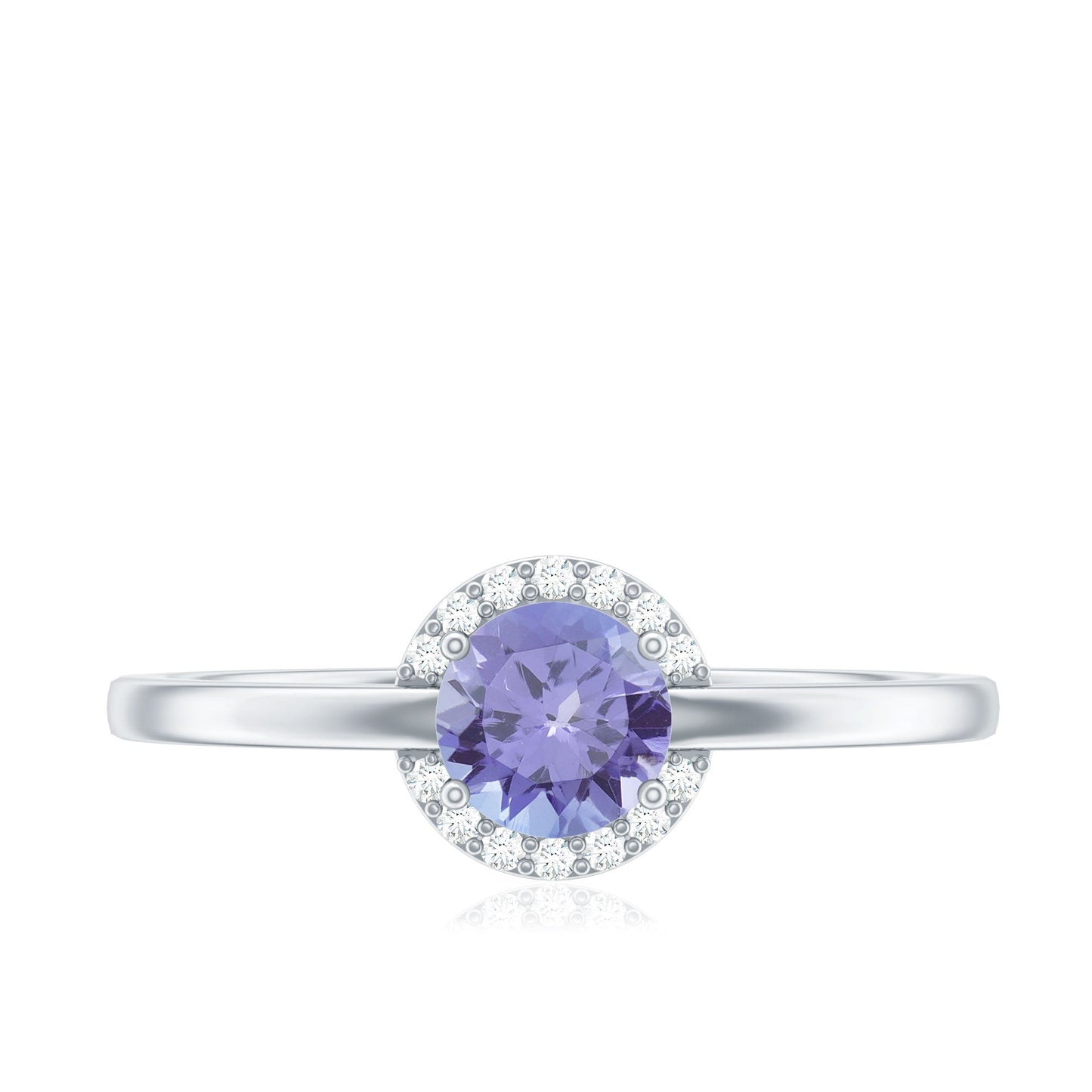 Natural Tanzanite Engagement Ring with Diamond Halo