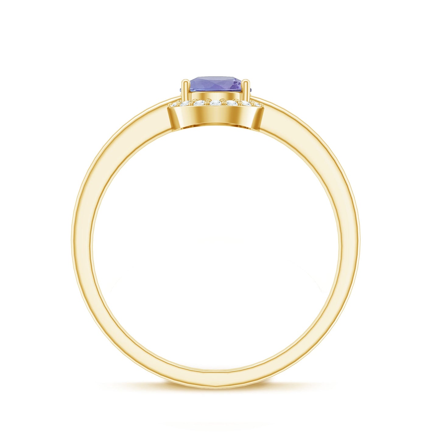 Natural Tanzanite Engagement Ring with Diamond Halo