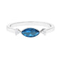 0.7 Carat Marquise cut London Blue Topaz East West Promise Ring with Diamond