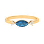 0.7 Carat Marquise cut London Blue Topaz East West Promise Ring with Diamond