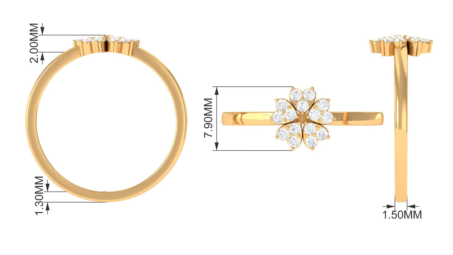 Natural Diamond Flower Promise Ring