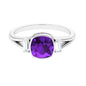 Genuine 2 Carat Amethyst Cushion Cut Engagement Ring with Diamond