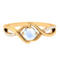 Certified Round Cut Moonstone Solitaire Crossover Ring with Diamond
