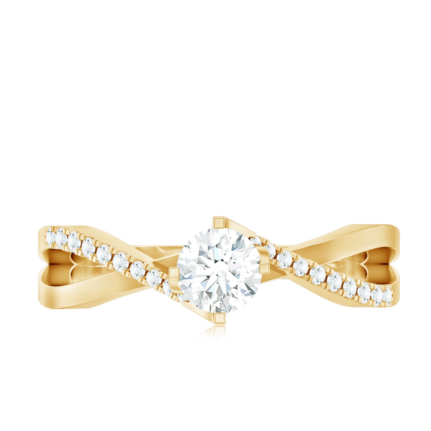 Minimal Diamond Engagement Ring with Crossover Shank