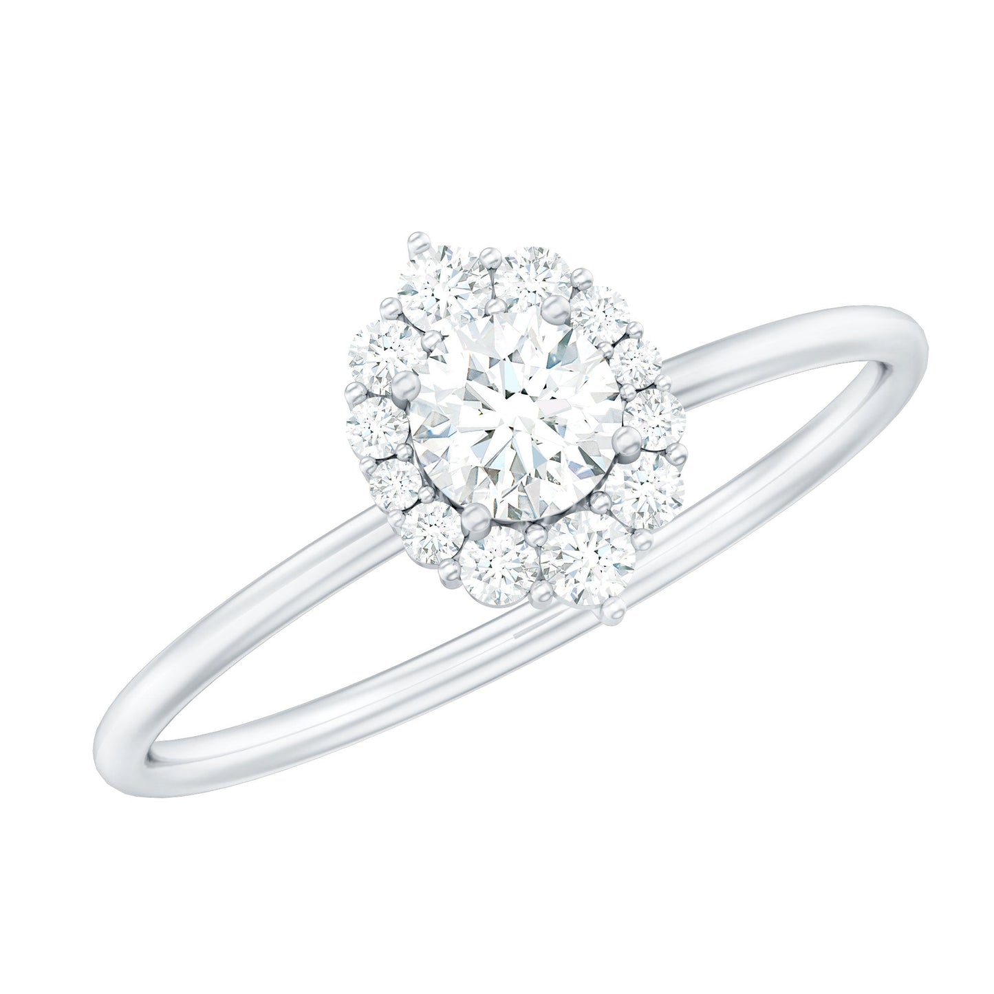 Minimal Real Diamond Engagement Ring with Halo