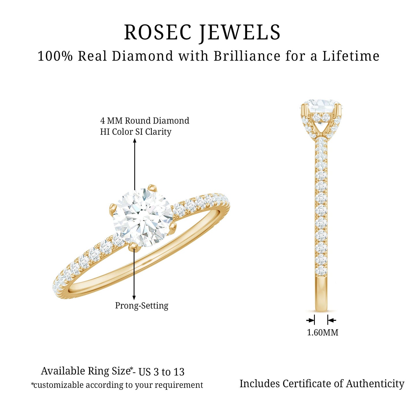 Minimalist Diamond Classic Engagement Ring