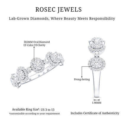 Designer Lab Grown Diamond Half Eternity Wedding Band Ring