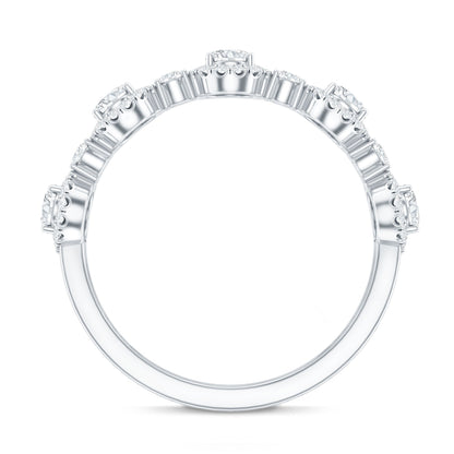 Designer Lab Grown Diamond Half Eternity Wedding Band Ring