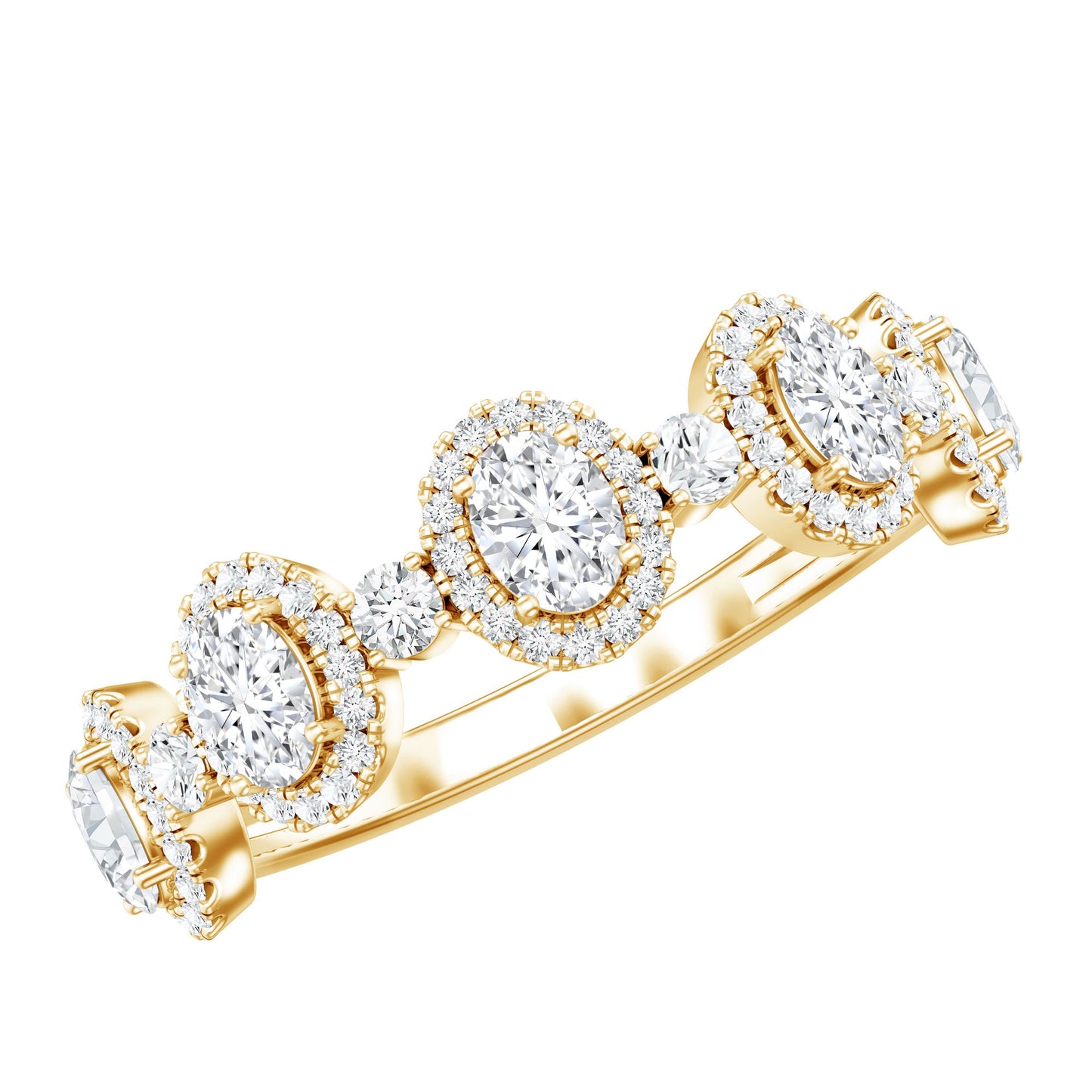 Designer Lab Grown Diamond Half Eternity Wedding Band Ring