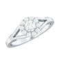 Natural Diamond Halo Engagement Ring with Split Shank