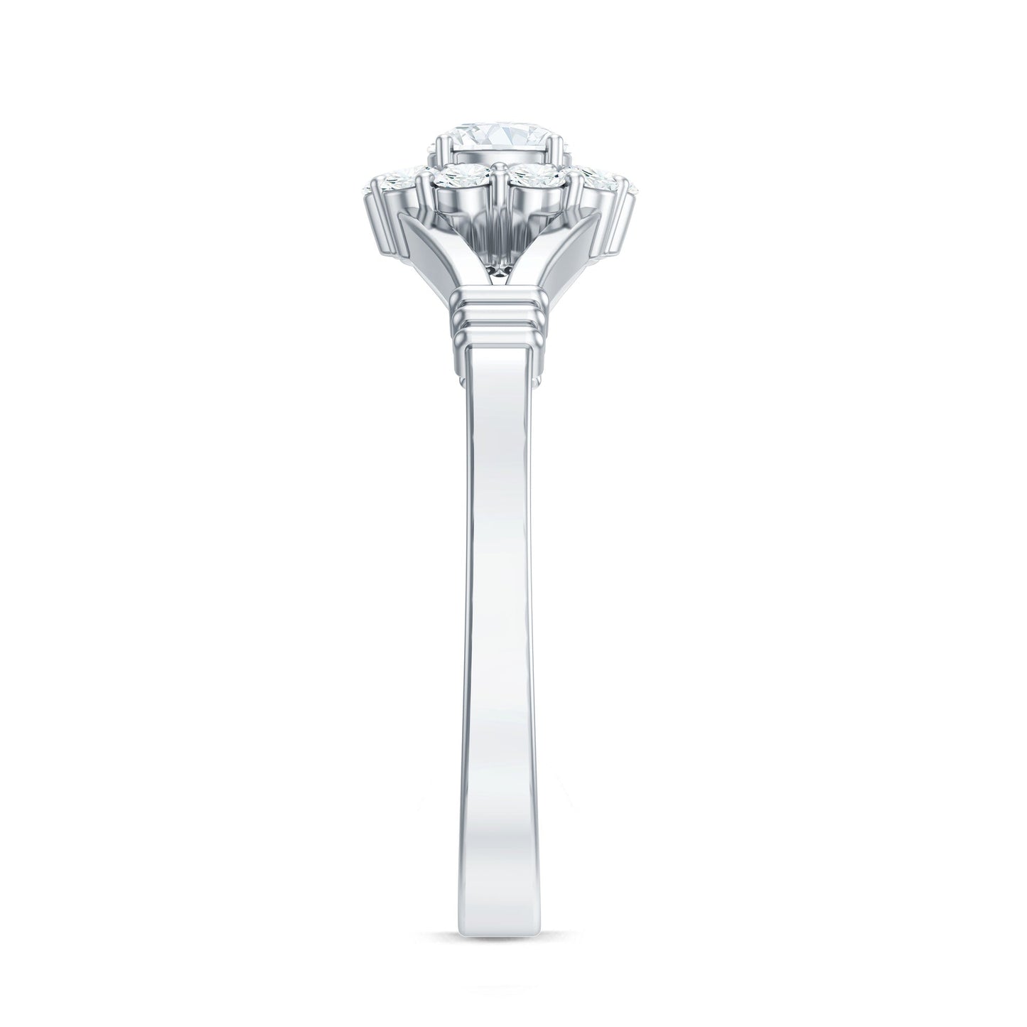 Natural Diamond Halo Engagement Ring with Split Shank