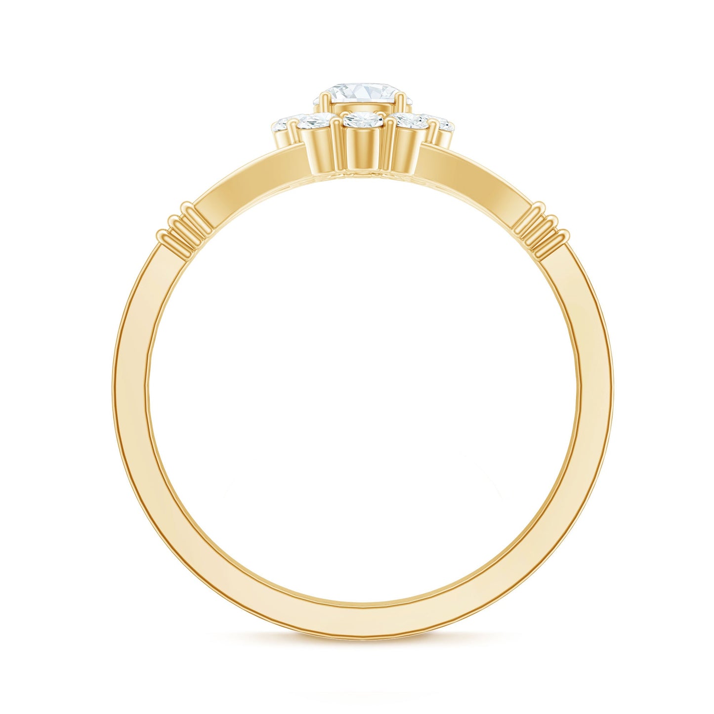 Natural Diamond Halo Engagement Ring with Split Shank