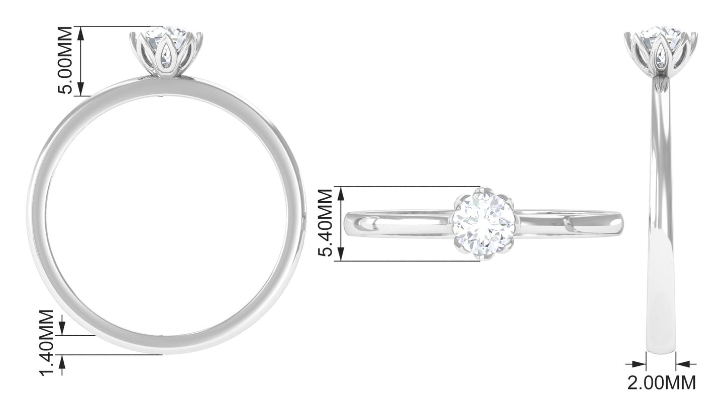 Natural Diamond Solitaire Promise Ring For Women