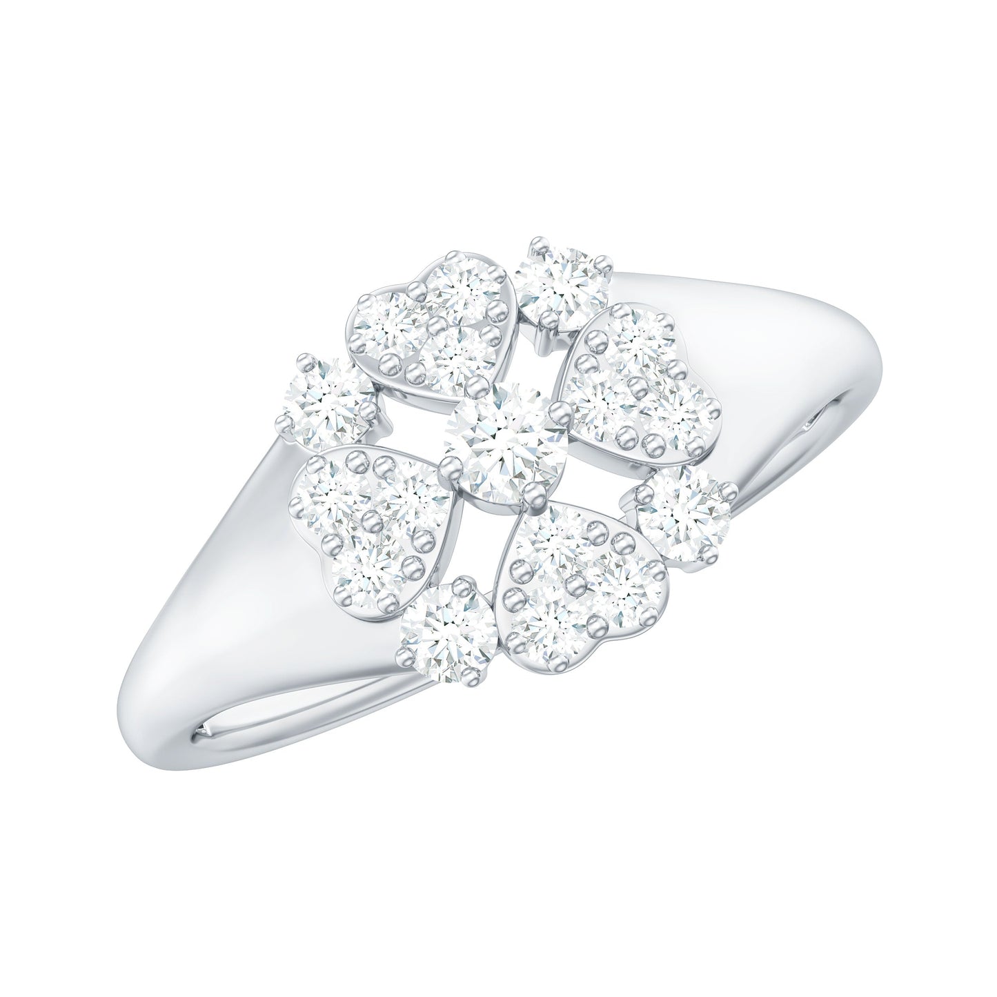 Natural Diamond Flower Engagement Ring in Illusion Set