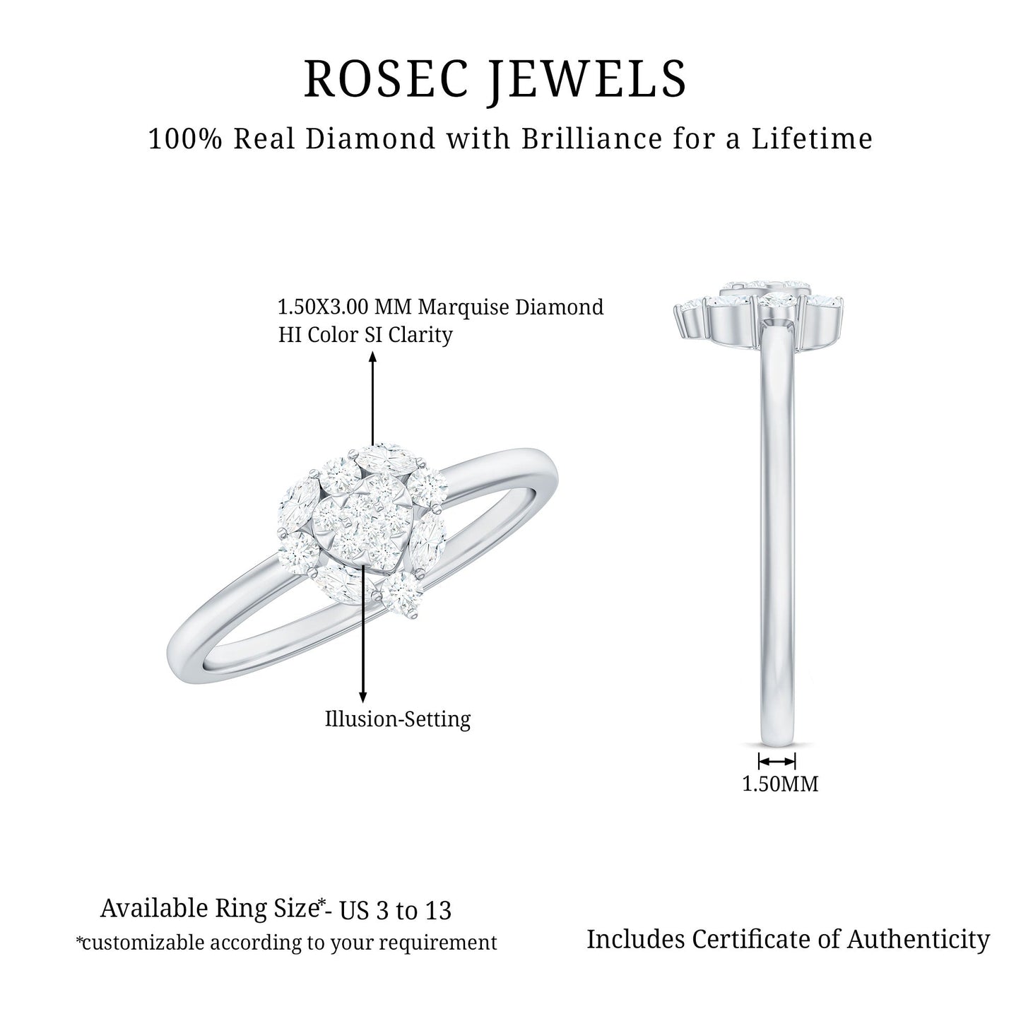 Minimal Diamond Heart Promise Ring for Valentines Day