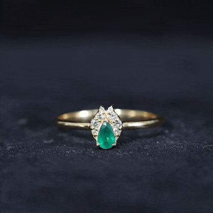 Womens Emerald and Diamond Promise Ring for Her