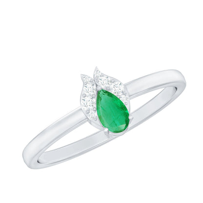 Womens Emerald and Diamond Promise Ring for Her