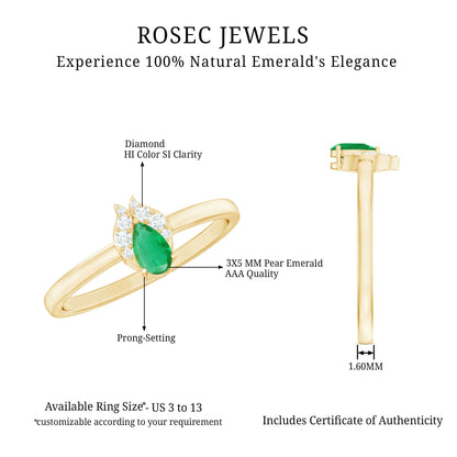 Womens Emerald and Diamond Promise Ring for Her