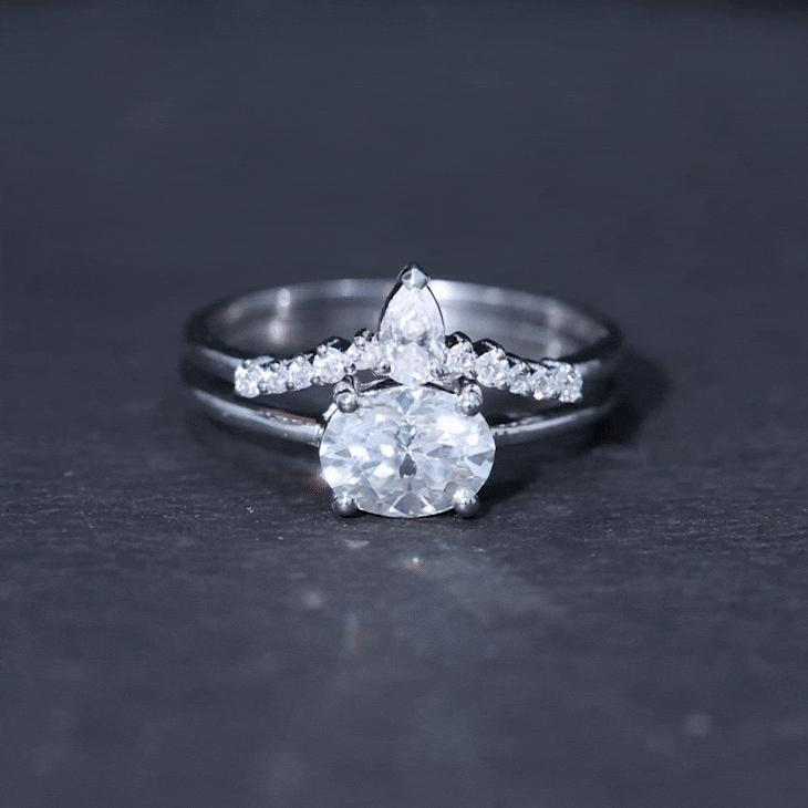 Certified 1.2 Carat Oval Lab Grown Diamond Engagement Ring With Enhancer