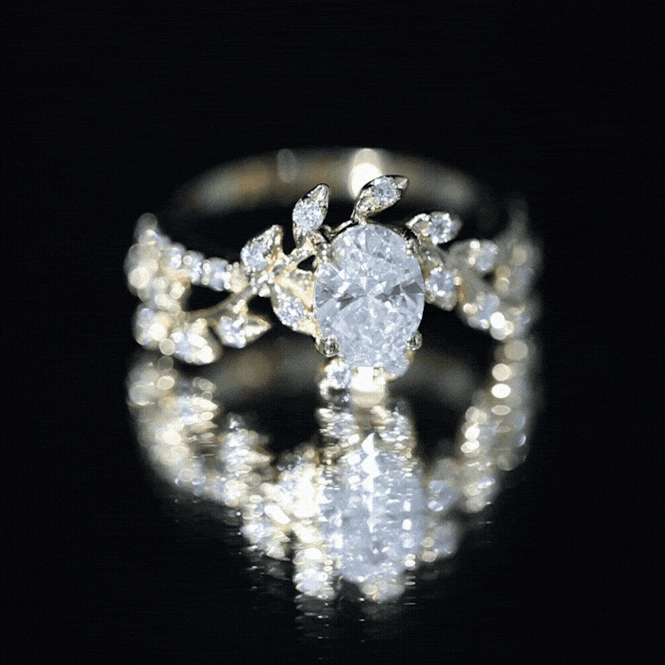 1.2 Carat Oval Lab Grown Diamond Petal Prong Engagement Ring