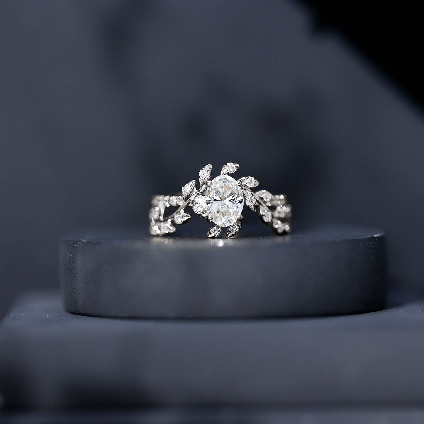 1.2 Carat Oval Lab Grown Diamond Petal Prong Engagement Ring