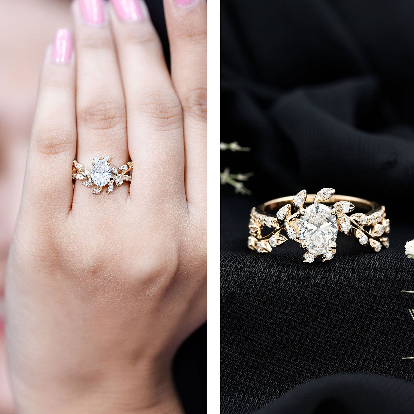 1.2 Carat Oval Lab Grown Diamond Petal Prong Engagement Ring