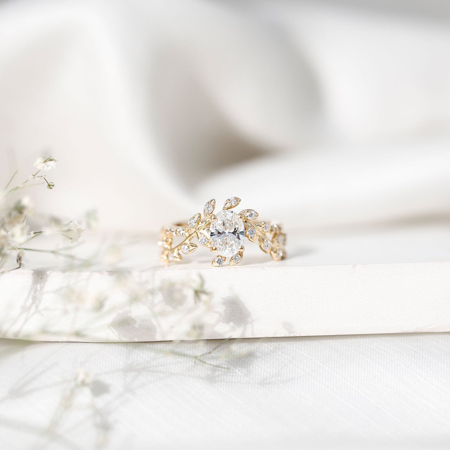 1.2 Carat Oval Lab Grown Diamond Petal Prong Engagement Ring