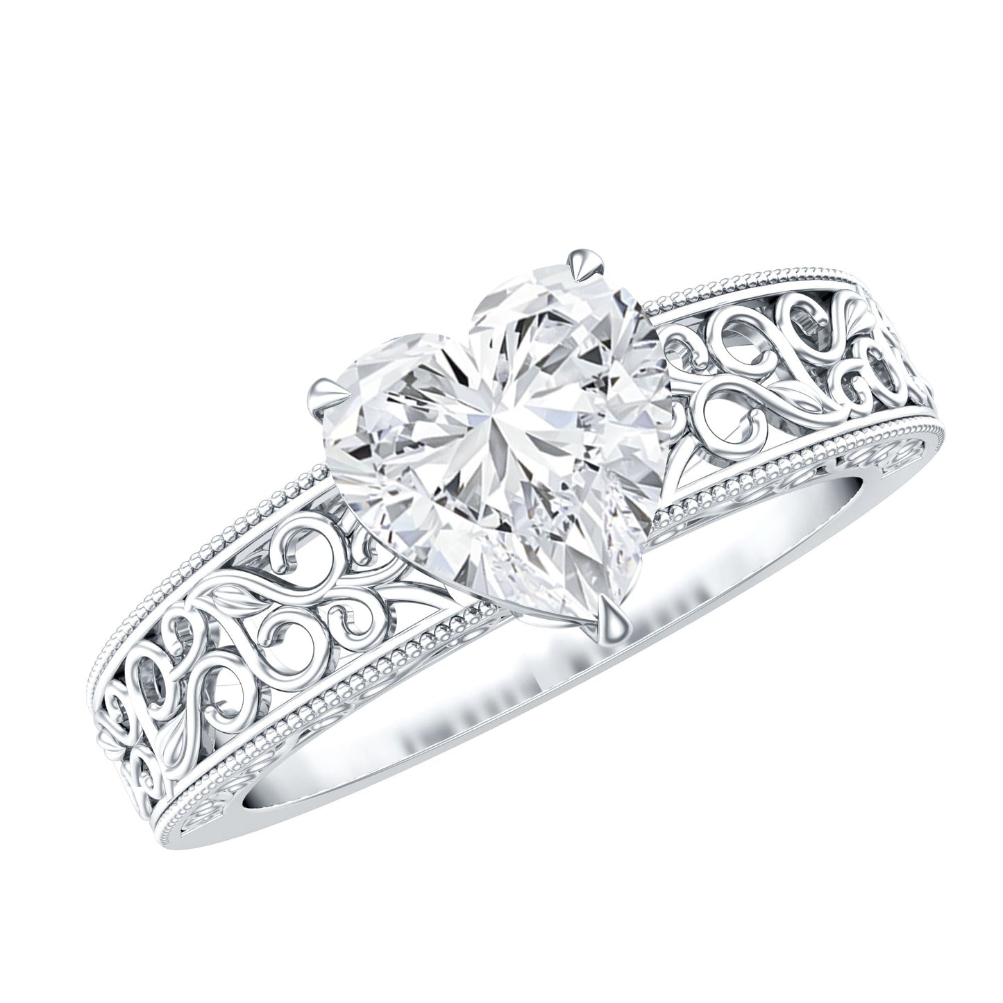 2 Carat Lab Grown Diamond Heart Engagement Ring